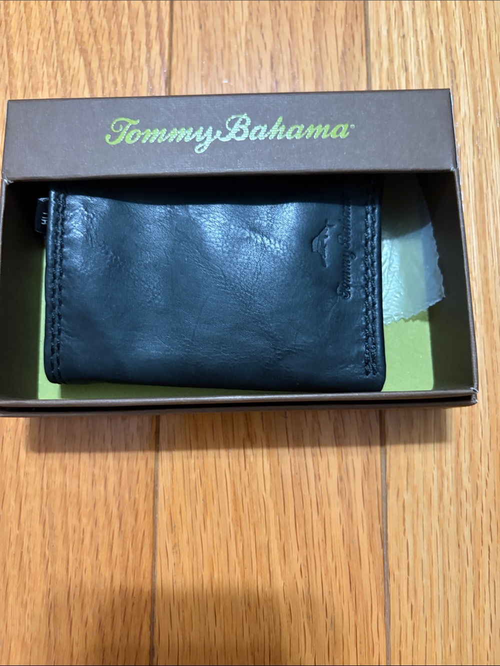 Tommy Bahama Black Leather Card & Key Holder